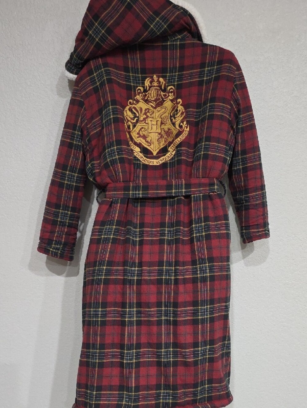 Pottery Barn Teen Harry Potter Red Black Tartan Flannel Sherpa Loungewear Robe - Picture 9 of 13